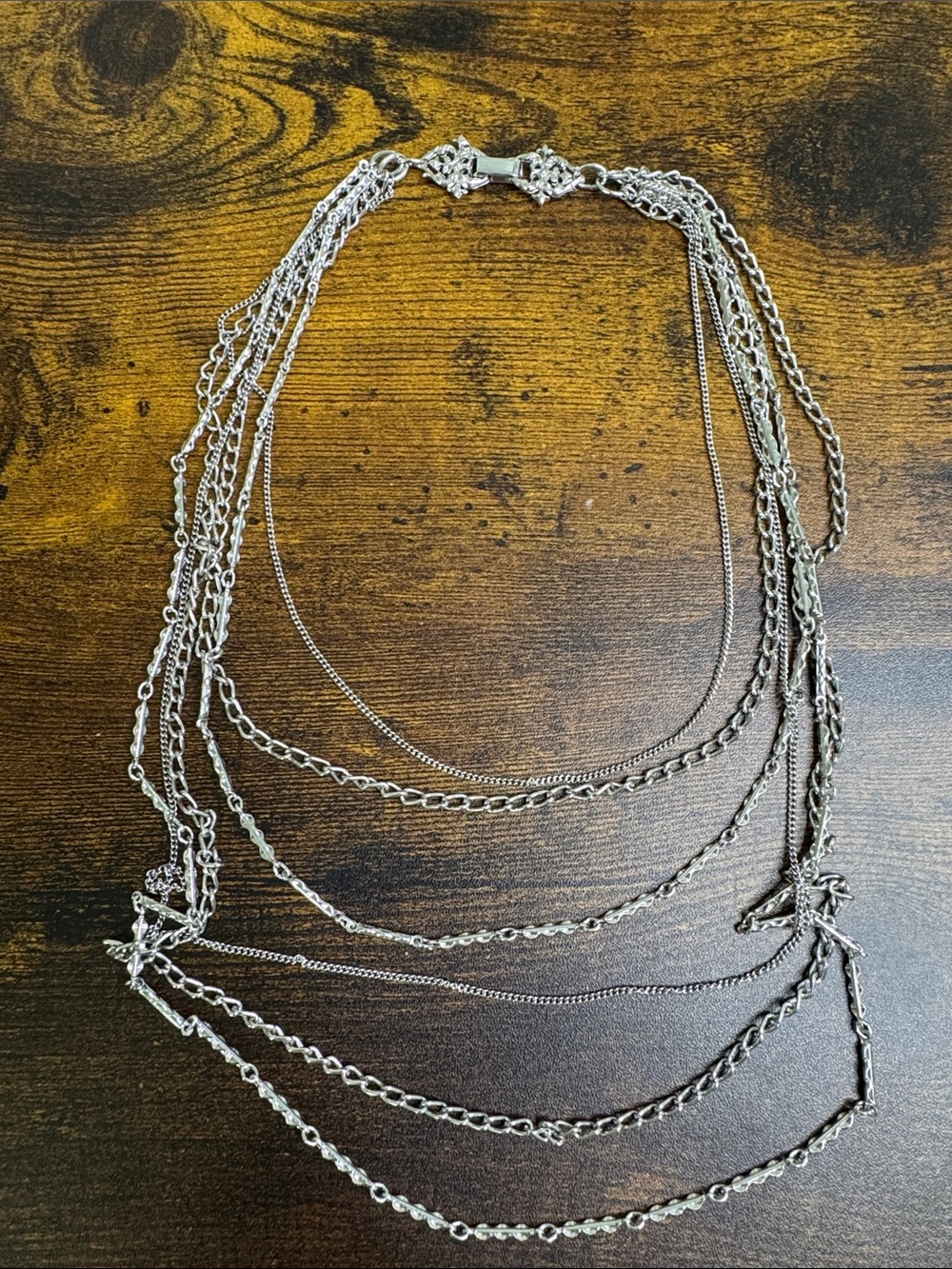 Vintage Silver Multi-Strand Layering Necklace